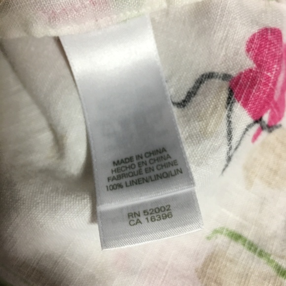 Linen Shirt Blouse Liz Claiborne Cream Pink M - Picture 8 of 8